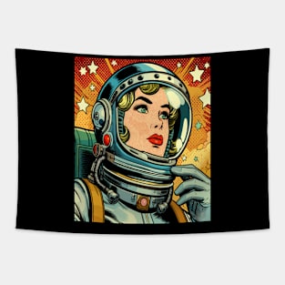 Female Astronaut Comic Book Style Tapestry