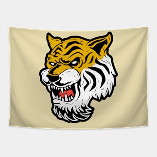 Retro Cartoon Tiger Head Tapestry