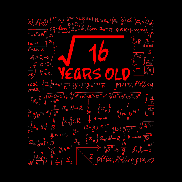 Square Root Of 16 4 yrs Years Old 4th Birthday Gift by issambak
