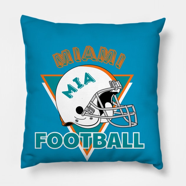 Miami Football Vintage Style Pillow by Borcelle Vintage Apparel 