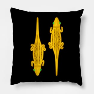 Colombian golden ancient lizzard figure Pillow