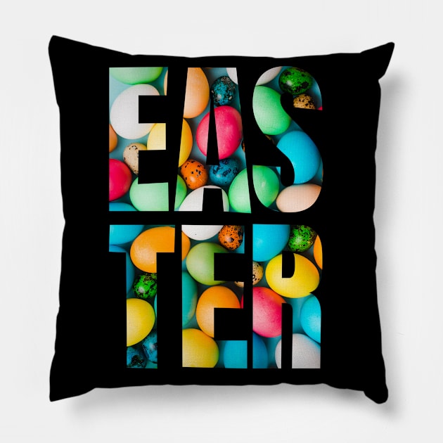 Hello Easter Colorful Eggs Happy Easter Spring Gift Pillow by peter2art