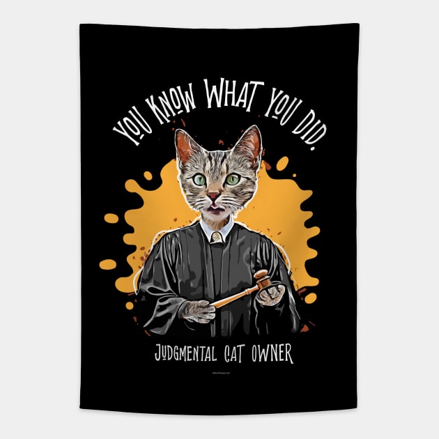 Judgmental Cat #3 funny silently judging pet Tapestry by eBrushDesign