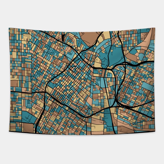 Los Angeles Map Pattern in Mid Century Pastel Tapestry by PatternMaps