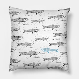 Blue Sardine Fish Pillow