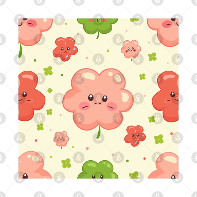 4 leaf clover shamrock in St Patricks day seamless pattern by MilkyBerry