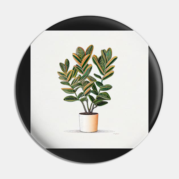 Small ZZ Plant Idea Design Illustration Drawing Pin by unrealartwork