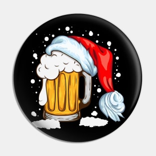 Christmas T-shirt Christmas beer in a Santa hat Pin