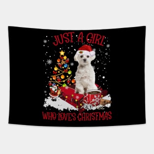 White Maltese Just A Girl Who Loves Christmas Tapestry