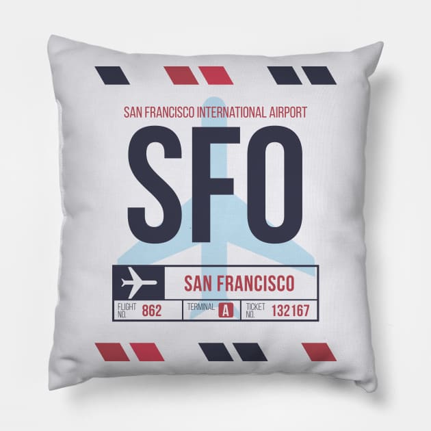 San Francisco (SFO) Airport Code Baggage Tag A Pillow by SLAG_Creative