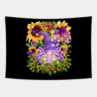 Sunflower Suicide Awareness Gnome With Purple Violet Flower Tapestry