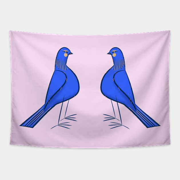 Tall and handsome blue birds Tapestry by iulistration