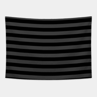 Shadow Grey and Black Horizontal Witch Stripes Tapestry