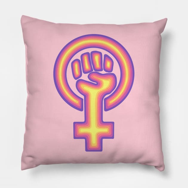 Pastel Colored Feminist Symbol Pillow by Slightly Unhinged