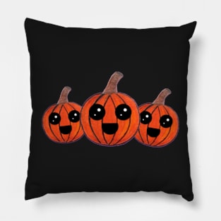 Mini Cute Orange Pumpkin Pattern (Black) Pillow