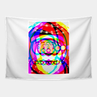 Psychedelic Trippy Xmas Santa Face Tapestry