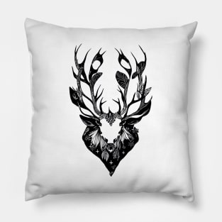 Stag Deer Wild Animal Nature Illustration Art Tattoo Pillow