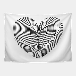 Finger printing heart black colour Tapestry