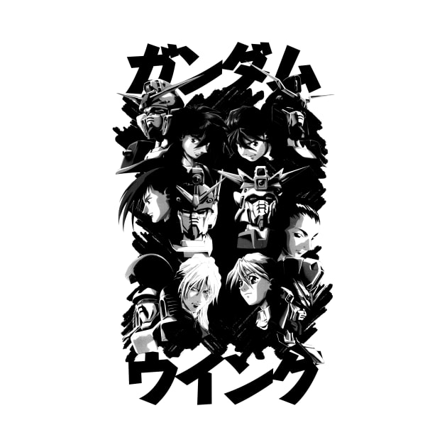 Gundam Wing Pilots (black) by geekingink