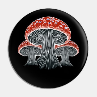 3 Red Mushrooms Pin