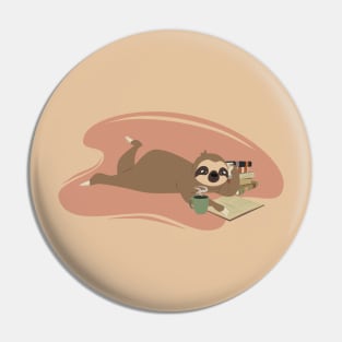 Sloth and books - Cute sloth reading Pin