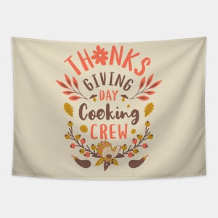Thanksgiving Day Cooking Crew Rustic Turkey Harvest Veggies Tapestry