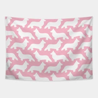 Corgi Silhouette Pattern Big Pink Tapestry