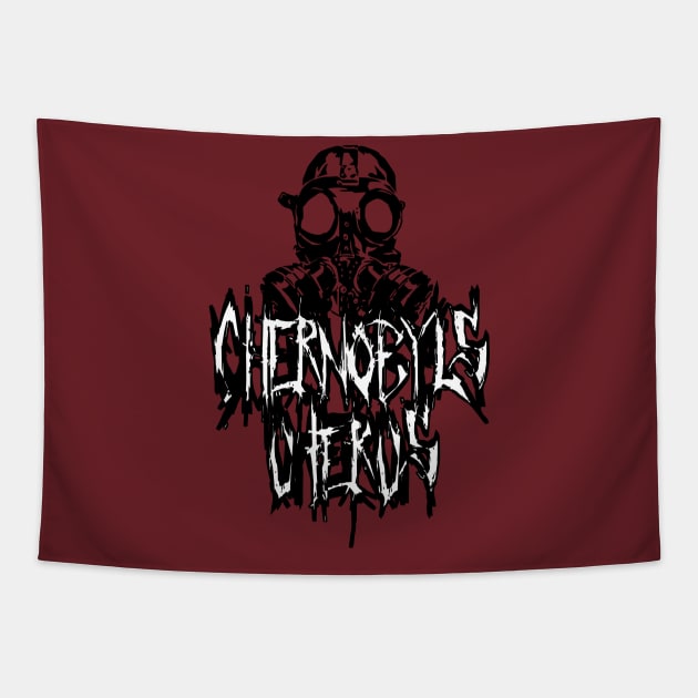 Chernobyl's Uterus Gas Mask Tapestry by Kat Davers