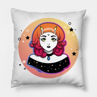 Cute cartoon colorful demon girl Pillow