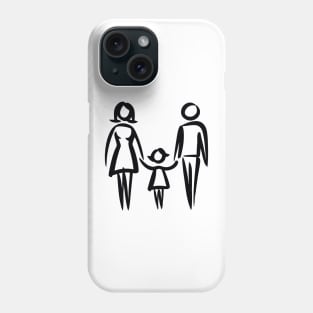 Stick figure family in black ink Phone Case