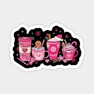 Christmas pink coffee cups Magnet