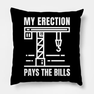 Funny Crane Operator, Construction Job Site Humor Pillow