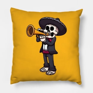 Mariachi Skeleton Playing The Trumpet Pillow