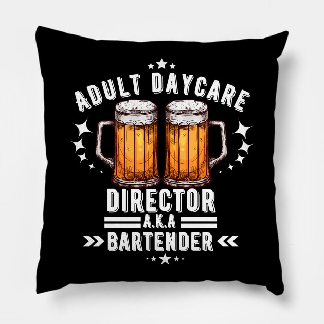 Funny Bartender Sayings Design Pillow by Andrew Collins