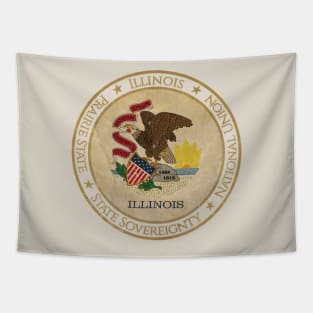 Vintage Illinois State USA United States of America American Flag Tapestry