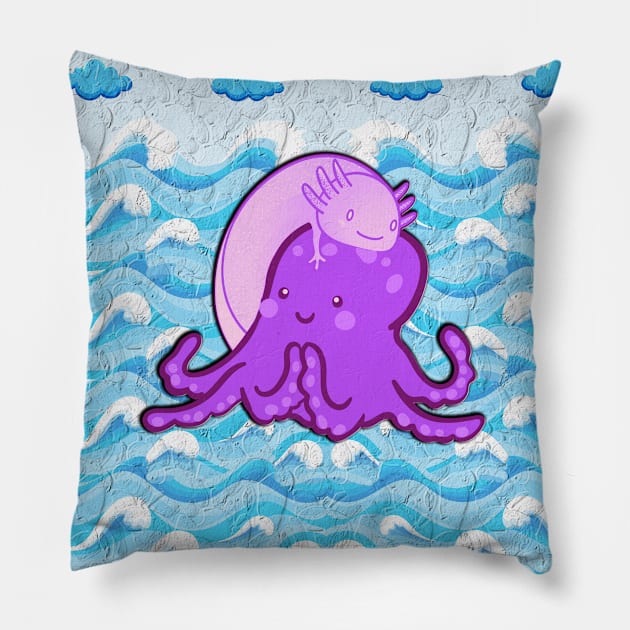 funny octopus swims in water Pillow by KK-Royal