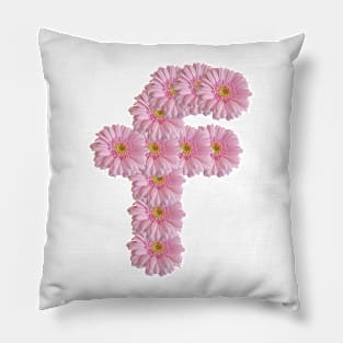 Letter f Pink Gerbera Daisy Pillow