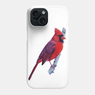 Northern Cardinal in Spring painting (no background) Phone Case