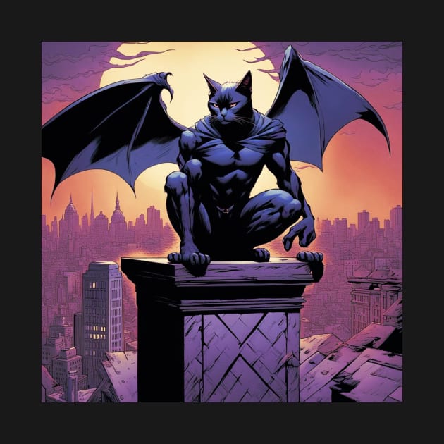 Bat Cat Superhero Purple and Orange by CuddlyChimera