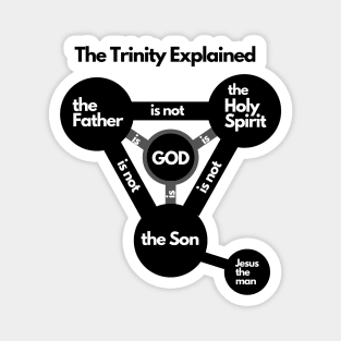 The Trinity explained, black graphic white Text Magnet