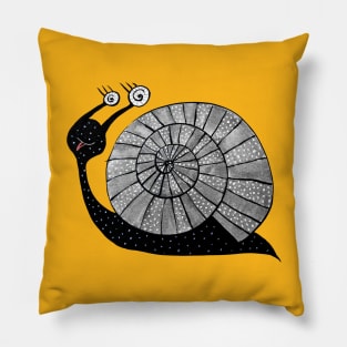 Funny Cartoon Snail With Spiral Eyes Pillow