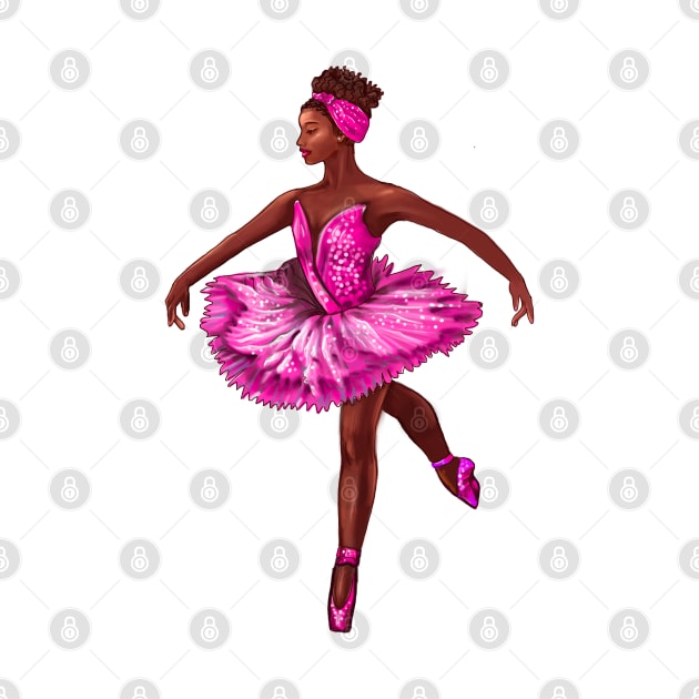 Ballet African American ballerina in pink tutu black woman with afro hair dancer dancing dance by Artonmytee
