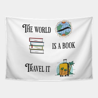 The world is a book, travel it Tapestry