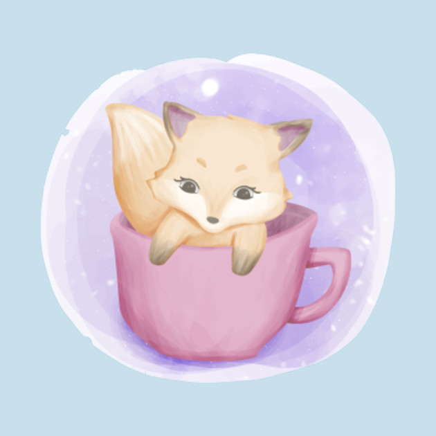 Disover Adorable Baby Fox in a Tea Cup - Adorable Baby Fox - T-Shirt