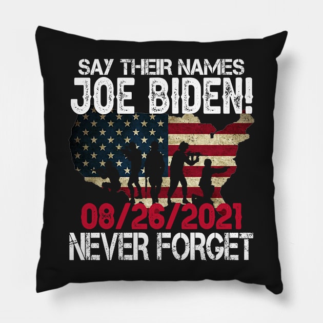 Say Their Names Joe Names Of Fallen Soldiers 13 Heroes Vintage Pillow by CasperX10