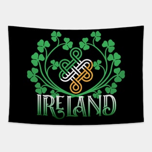 IRELAND SHAMROCK WREATH CELTIC KNOT WITH IRISH FLAG Tapestry