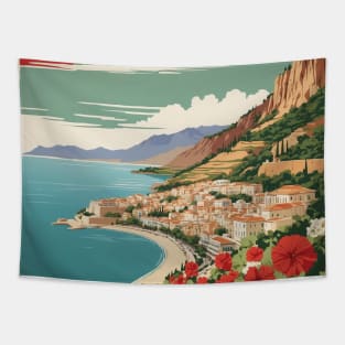 Nafplio Greece Tourism Vintage Poster Tapestry