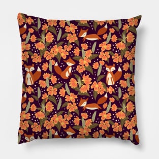 Foxes and firecracker flowers Pillow