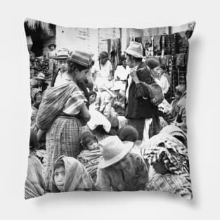 Sololá market Guatemala vintage photo Pillow