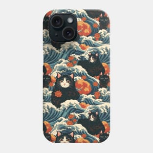 Ukiyo-e Cats of Kanagawa Pattern Phone Case